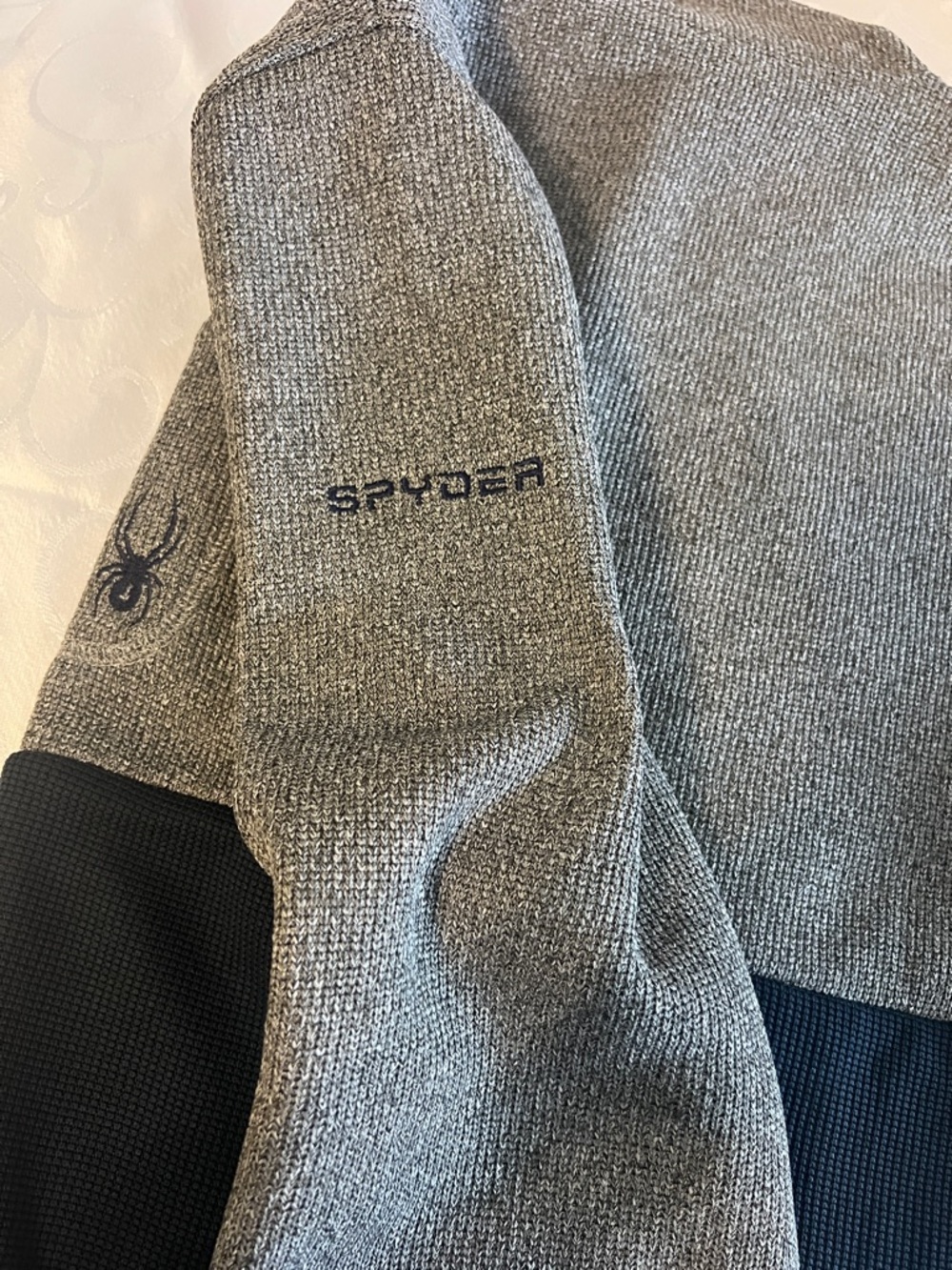 Spyder Men’s Gray and BLUE Zip-Up Colorblock Pullover - Picture 7 of 7
